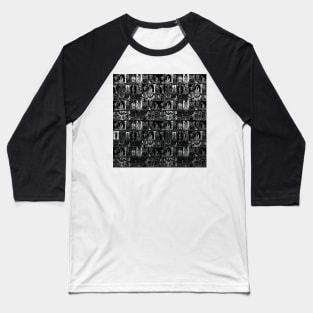 Silver and Black Major Arcana Tarot Pattern Baseball T-Shirt